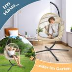 Egg Hangstoel - Binnen en buiten - Tot 150kg - Beige - KESSE, Huis en Inrichting, Fauteuils, Verzenden, Zo goed als nieuw