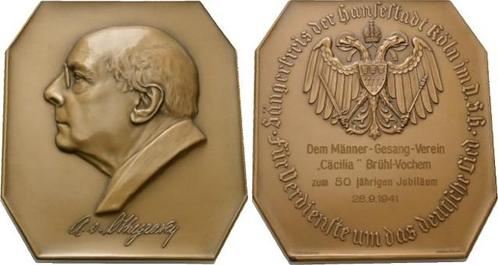 Bronze-plakette 28 09 1941 Koeln-stadt medaille, Postzegels en Munten, Penningen en Medailles, Verzenden