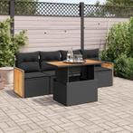 vidaXL 5-delige Loungeset met kussens poly rattan acacia, Tuin en Terras, Tuinsets en Loungesets, Verzenden, Nieuw, Rotan, Loungeset