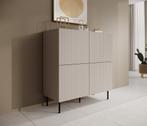 Meubella | Dressoir beige 101cm 4 deuren - Opbergkast, 100 tot 150 cm, Verzenden, Nieuw, Modern