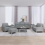 vidaXL 4-delige Loungeset met kussens stof lichtgrijs, Huis en Inrichting, Banken | Bankstellen, Verzenden, 150 tot 200 cm, Nieuw