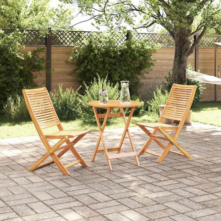 vidaXL Vouw Bistro Set 3 pcs Bruin Massief acaciahout, Tuin en Terras, Tuinsets en Loungesets, Nieuw, Verzenden
