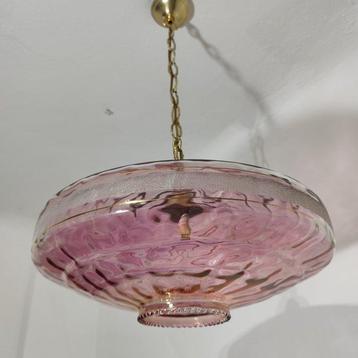 Plafondlamp - Glas - Vintage roze hanglamp beschikbaar voor biedingen