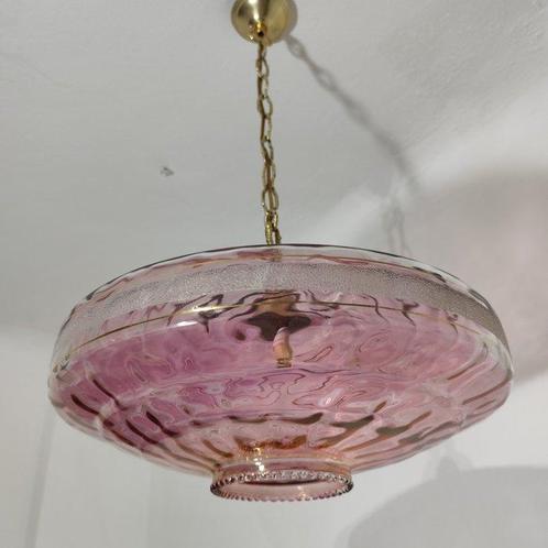 Plafondlamp - Glas - Vintage roze hanglamp, Antiek en Kunst, Curiosa en Brocante