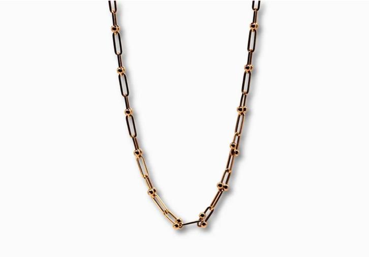 Gouden Schakelketting met Bolletjes 14K, Sieraden, Tassen en Uiterlijk, Kettingen, Goud, Nieuw, Goud, Verzenden