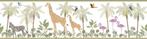Behangrand met giraffen, zebras en flamingos 45881, Verzenden