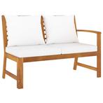 vidaXL Tuinbank met crèmekleurig kussen 114,5 cm massief, Tuin en Terras, Tuinsets en Loungesets, Verzenden, Nieuw, Textileen