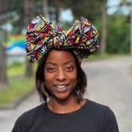 Afrikaanse Zacht geel / bordeaux bogolan hoofddoek - Mud clo, Nieuw, Ophalen of Verzenden