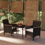 vidaXL 3-delige Tuinset met kussens zwart, 2 zitplaatsen, Nieuw, Tuinset, Verzenden