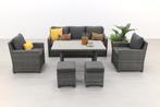 VDG Delta lounge diningset - 6 delig- Organic grey, Wicker, Nieuw, Loungeset, Verzenden