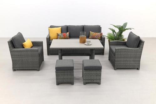 VDG Delta lounge diningset - 6 delig- Organic grey, Tuin en Terras, Tuinsets en Loungesets, Loungeset, Nieuw, Wicker, Verzenden