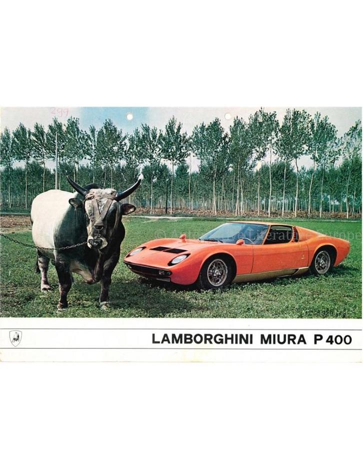 1967 LAMBORGHINI MIURA P 400 BROCHURE ITALIAANS, Boeken, Auto's | Folders en Tijdschriften