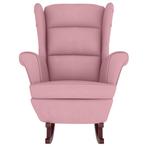 Schommelstoel met massief rubberwood poten fluweel roze, Huis en Inrichting, Stoelen, Verzenden, Nieuw