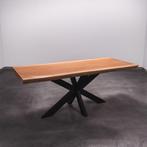 Boomstamtafel, Eettafel 200x105 massief hardhout, metaalpoot, Nieuw, Robuust Modern, 100 tot 150 cm, 150 tot 200 cm