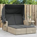 vidaXL Ligbed 2-persoons met luifel en kussens poly rattan, Tuin en Terras, Ligbedden, Verzenden, Nieuw