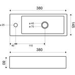 Wiesbaden Trim - Mini Fontein - Links - 38x14x8cm - Keramiek, Doe-het-zelf en Verbouw, Sanitair, Ophalen of Verzenden, Nieuw