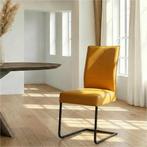 Leren eetkamerstoel Remix - Toledo Leem (geel/bruin) -, Ophalen of Verzenden, Nieuw, Leer, Industrieel, Modern