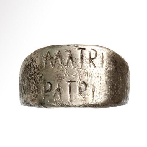 Oud-Romeins Zilver Ring met inscriptie Matri Patri, Sieraden, Tassen en Uiterlijk, Antieke sieraden