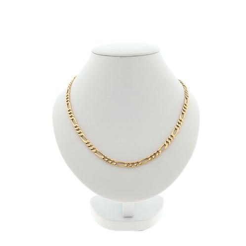 Gouden Figaro schakel ketting | 51,5 cm (heren ketting), Sieraden, Tassen en Uiterlijk, Kettingen, Overige kleuren, Gebruikt, Goud