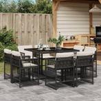 vidaXL 9-delige Tuinset poly rattan zwart, Tuin en Terras, Tuinsets en Loungesets, Verzenden, Nieuw, Rotan, Tuinset