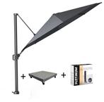 Challenger T1 parasol 350 cm rond antraciet met 90KG voet, Ophalen of Verzenden, Nieuw