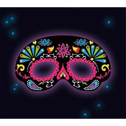 Dia De Los Muertos Masker Glow In The Dark 19cm, Hobby en Vrije tijd, Feestartikelen, Nieuw, Verzenden