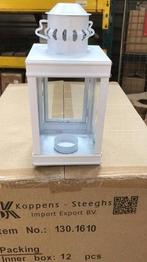 Lantaarn met deur Wit mat tophoogte 20 cm 10x10xH15,5 cm, Huis en Inrichting, Ophalen of Verzenden, Nieuw