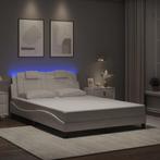 vidaXL Bedframe met LED-verlichting kunstleer wit 120x200 cm, Overige materialen, Verzenden, Wit, Nieuw