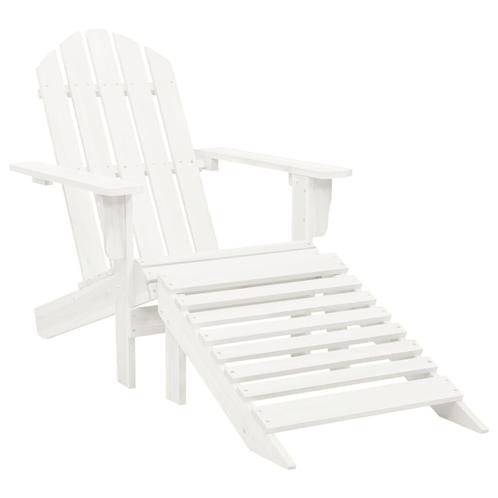 vidaXL Tuinstoel met hocker hout wit, Tuin en Terras, Tuinstoelen, Nieuw, Hout, Verzenden