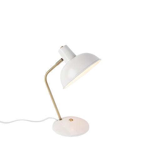 Retro tafellamp wit met brons - Milou, Huis en Inrichting, Lampen | Tafellampen