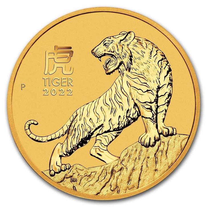 Gouden Lunar III - 1/10 oz 2022 Year of the Tiger, Postzegels en Munten, Munten | Oceanië, Losse munt, Goud, Verzenden
