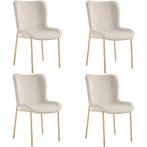 Gestoffeerde stoel Tessa - Fluweel beige/goud, Set van 4, Huis en Inrichting, Stoelen, Verzenden, Nieuw