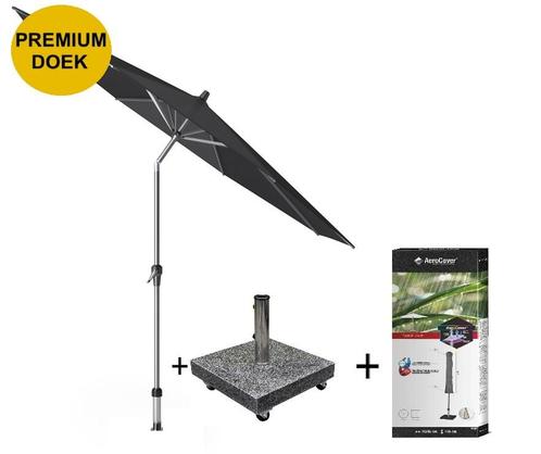 Riva premium parasol 300 cm rond faded black met, Tuin en Terras, Parasols, Nieuw, Ophalen of Verzenden