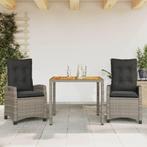 vidaXL 3-delige Tuinset met kussens poly rattan grijs, Tuin en Terras, Tuinsets en Loungesets, 2 zitplaatsen, Nieuw, Tuinset, Verzenden