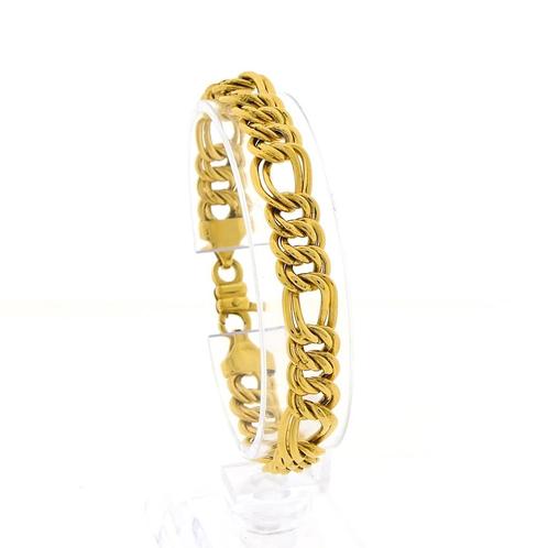 Gouden platte Figaro/Prince of Wales armband | 17,5 cm, Sieraden, Tassen en Uiterlijk, Armbanden, Overige kleuren, Gebruikt, Goud