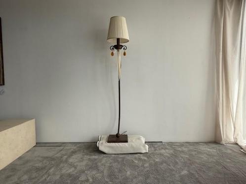 Vloerlamp Klassiek Brass &amp; Plisse kap, Huis en Inrichting, Lampen | Vloerlampen, Zo goed als nieuw, Glas, Metaal, Overige materialen