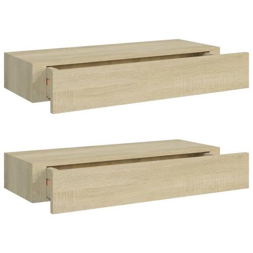 viaXL Zwevende Wandschappen Eiken - Set van 2 | Tweedekansje, Huis en Inrichting, Woonaccessoires | Wandplanken en Boekenplanken