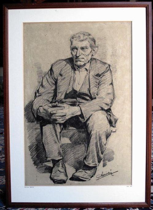 Adrianus Miolée (1879-1961) - Houtskoolportret van een man, Antiek en Kunst, Kunst | Schilderijen | Klassiek