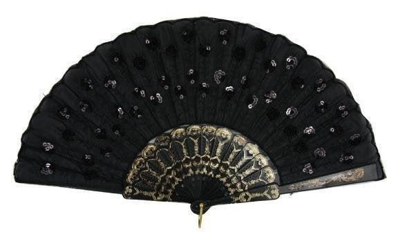 Chinese Waaier pailletten zwart, Hobby en Vrije tijd, Feestartikelen, Nieuw, Ophalen of Verzenden