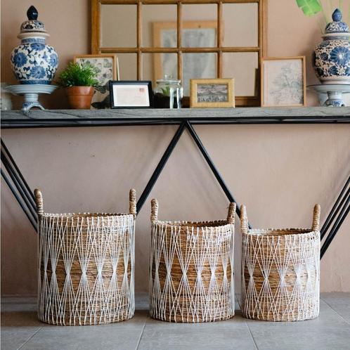 Boho wasmand | Plantenmand | Opbergmand MANDURO gemaakt van, Huis en Inrichting, Woonaccessoires | Wanddecoraties, Nieuw, Verzenden
