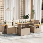 vidaXL 6-delige Loungeset met kussens poly rattan beige, Tuin en Terras, Tuinsets en Loungesets, Verzenden, Nieuw, Rotan, Loungeset