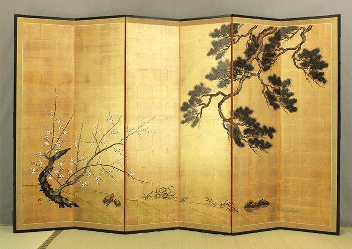 Bybu kamerscherm - Papier - Japan - Den, Bamboe, Pruim, Antiek en Kunst, Antiek | Overige Antiek