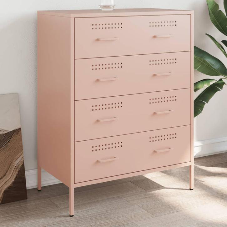 vidaXL Dressoir 68x39x89 cm staal roze, Huis en Inrichting, Kasten | Dressoirs, 25 tot 50 cm, Nieuw, 50 tot 100 cm, Metaal, Verzenden