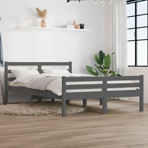 vidaXL Bedframe massief hout grijs 120x200 cm, Huis en Inrichting, Slaapkamer | Bedden, 120 cm, 200 cm, Grijs, Twijfelaar, Nieuw