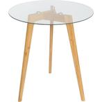 Bijzettafel - Trion Atol - Glazen blad - Rond - Bruin - Hout, Huis en Inrichting, Tafels | Eettafels, Ophalen of Verzenden, Nieuw