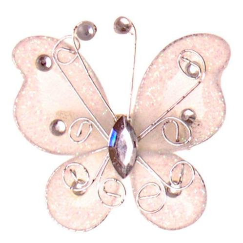 Haarklemmetje Ivoorkleurige Organza Vlinder met Steentjes en, Sieraden, Tassen en Uiterlijk, Kindersieraden, Wit, Nieuw, Ophalen of Verzenden