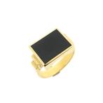 Gouden zegelring met onyx | Heren (herenring, gouden ring), Gebruikt, Overige kleuren, 20 of groter, Heer
