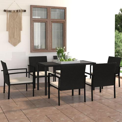 vidaXL 7-delige Tuinset poly rattan zwart, Tuin en Terras, Tuinsets en Loungesets, Tuinset, Nieuw, Rotan, Verzenden