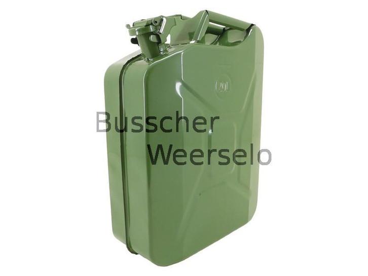 Jerrycan - 20 liter - Legergroen - Metaal - Groen - Opslag, Tuin en Terras, Regentonnen, Nieuw, Minder dan 75 liter, Metaal, Ophalen of Verzenden
