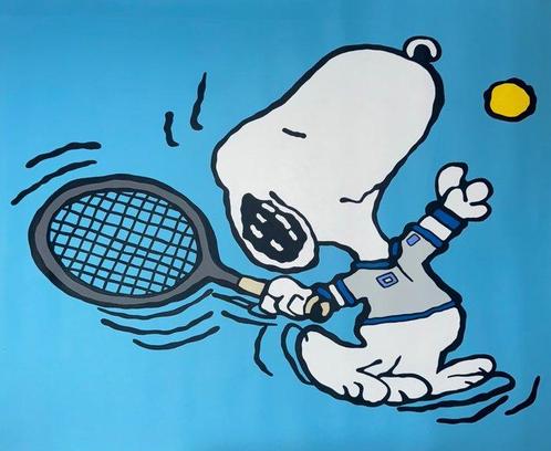 isem (1985) - Snoopy X match point ( size xl : 104x85cm), Antiek en Kunst, Kunst | Schilderijen | Modern